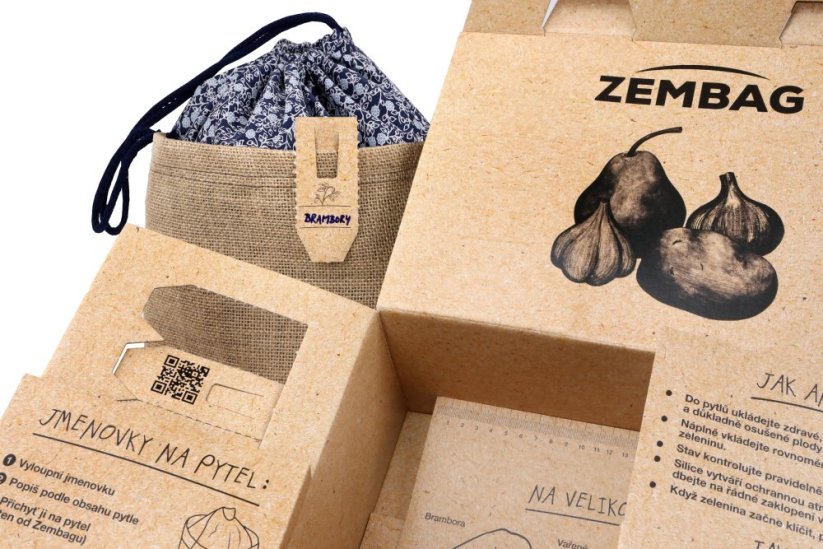 Dárkový balíček Zembag na brambory, ovoce a zeleninu - modrý květinový